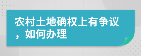 農(nóng)村土地確權(quán)上有爭議，如何辦理