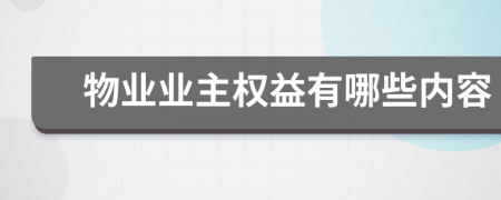 物業(yè)業(yè)主權(quán)益有哪些內(nèi)容
