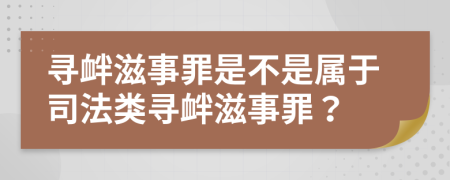 尋釁滋事罪是不是屬于司法類(lèi)尋釁滋事罪？