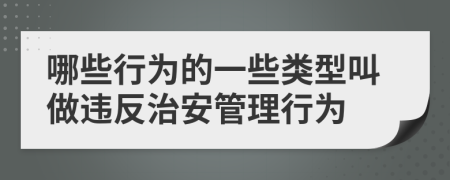 哪些行為的一些類型叫做違反治安管理行為
