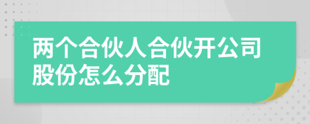 兩個合伙人合伙開公司股份怎么分配