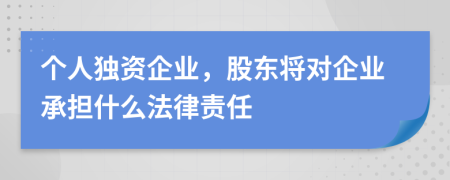 個(gè)人獨(dú)資企業(yè)，股東將對企業(yè)承擔(dān)什么法律責(zé)任