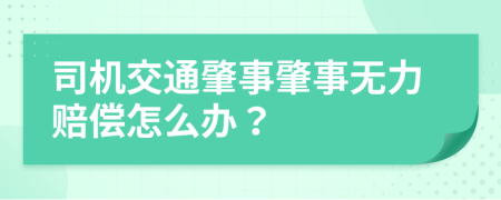 司機(jī)交通肇事肇事無力賠償怎么辦？
