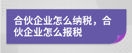 合伙企業(yè)怎么納稅，合伙企業(yè)怎么報稅
