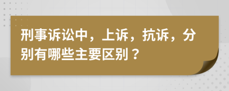 刑事訴訟中，上訴，抗訴，分別有哪些主要區(qū)別？