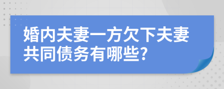 婚內(nèi)夫妻一方欠下夫妻共同債務(wù)有哪些?