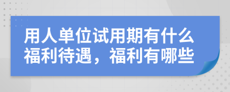 用人單位試用期有什么福利待遇，福利有哪些