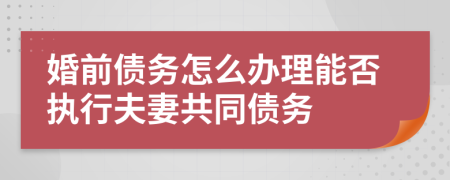 婚前债务怎么办理能否执行夫妻共同债务