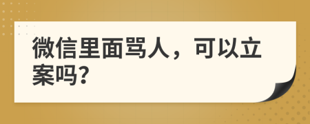 微信里面罵人，可以立案嗎？