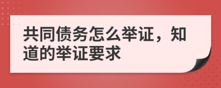 共同債務怎么舉證，知道的舉證要求