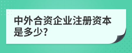 中外合資企業(yè)注冊資本是多少?