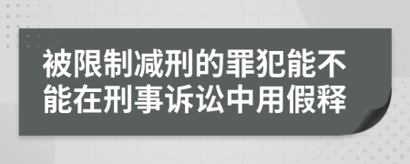 被限制減刑的罪犯能不能在刑事訴訟中用假釋