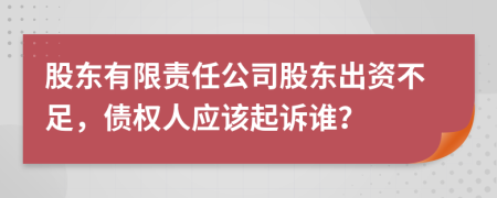 股東有限責任公司股東出資不足，債權人應該起訴誰？