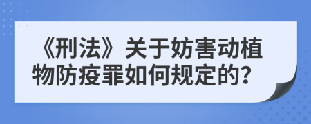 《刑法》關(guān)于妨害動植物防疫罪如何規(guī)定的？
