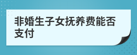 非婚生子女撫養(yǎng)費(fèi)能否支付