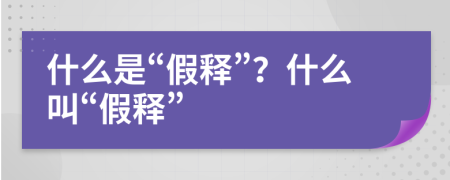 什么是“假釋”？什么叫“假釋”