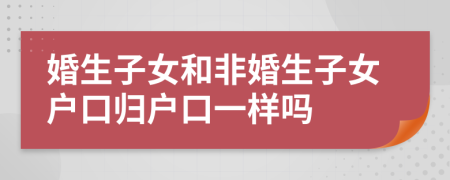 婚生子女和非婚生子女戶口歸戶口一樣嗎