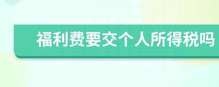 福利費(fèi)要交個(gè)人所得稅嗎