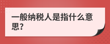 一般納稅人是指什么意思？