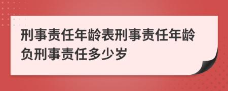 刑事責任年齡表刑事責任年齡負刑事責任多少歲