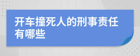 開(kāi)車(chē)撞死人的刑事責(zé)任有哪些