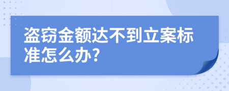 盜竊金額達(dá)不到立案標(biāo)準(zhǔn)怎么辦?