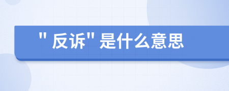 " 反訴" 是什么意思