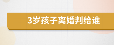 3歲孩子離婚判給誰