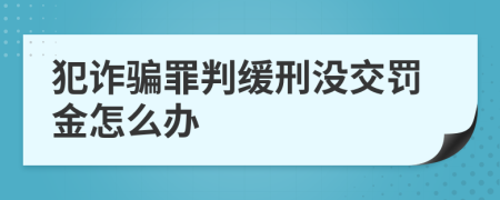 犯詐騙罪判緩刑沒交罰金怎么辦