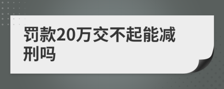 罰款20萬交不起能減刑嗎