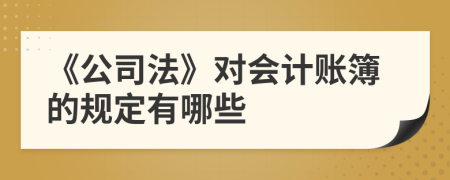 《公司法》對(duì)會(huì)計(jì)賬簿的規(guī)定有哪些