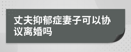 丈夫抑郁癥妻子可以協(xié)議離婚嗎