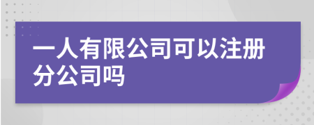 一人有限公司可以注冊分公司嗎