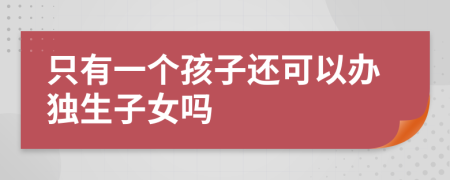 只有一個孩子還可以辦獨生子女嗎