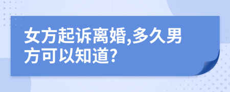 女方起訴離婚,多久男方可以知道?