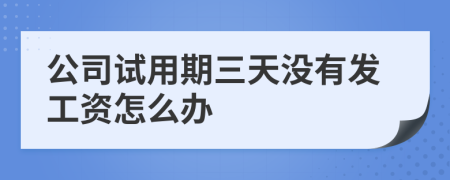 公司試用期三天沒有發(fā)工資怎么辦