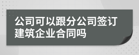 公司可以跟分公司簽訂建筑企業(yè)合同嗎