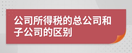 公司所得稅的總公司和子公司的區(qū)別