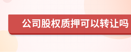 公司股權(quán)質(zhì)押可以轉(zhuǎn)讓嗎