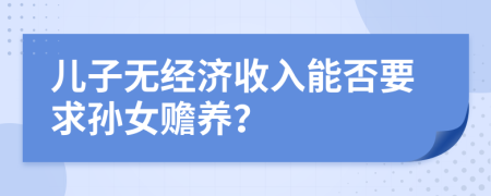 兒子無(wú)經(jīng)濟(jì)收入能否要求孫女贍養(yǎng)？