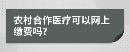 農(nóng)村合作醫(yī)療可以網(wǎng)上繳費(fèi)嗎？