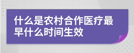 什么是農(nóng)村合作醫(yī)療最早什么時間生效