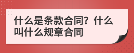 什么是條款合同？什么叫什么規(guī)章合同