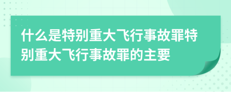 什么是特別重大飛行事故罪特別重大飛行事故罪的主要