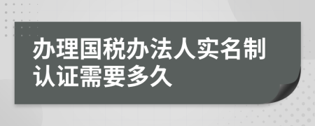 辦理國稅辦法人實名制認證需要多久