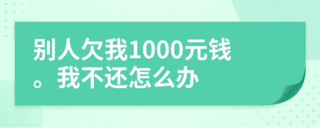 別人欠我1000元錢。我不還怎么辦