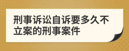 刑事訴訟自訴要多久不立案的刑事案件