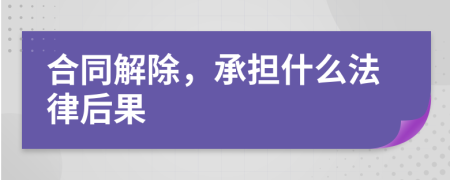 合同解除，承擔(dān)什么法律后果