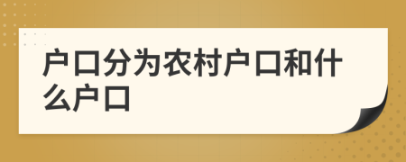戶口分為農(nóng)村戶口和什么戶口