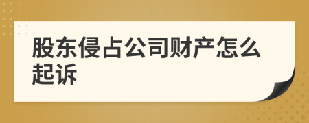 股東侵占公司財產(chǎn)怎么起訴